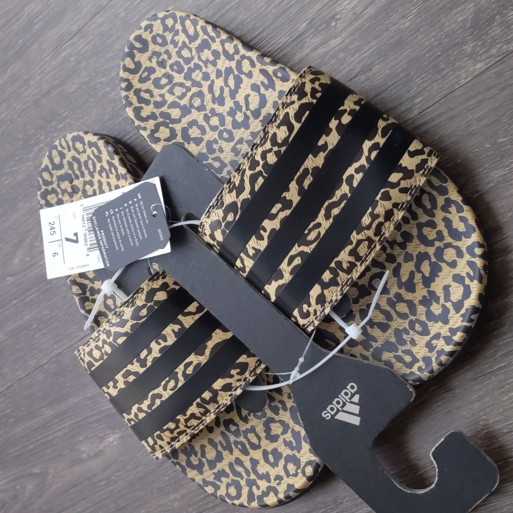 🐆 Leopard Print Adilette Comfort Slides size US7